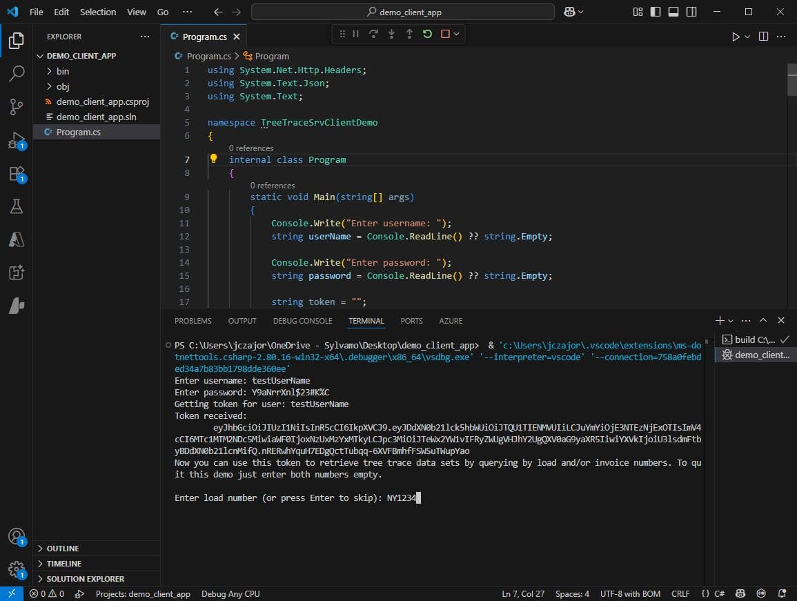 Client App Run Screenshot
